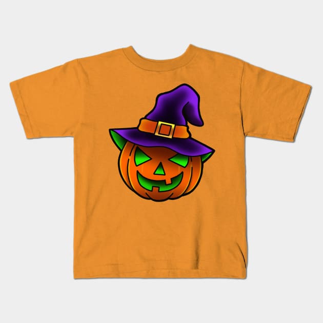 Halloween Pumpkin Kids T-Shirt by Glockink